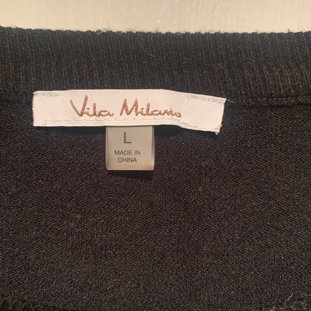 VILA MILANO Rhinestone Heart Wool Blend Sweater L - Picture 3 of 11